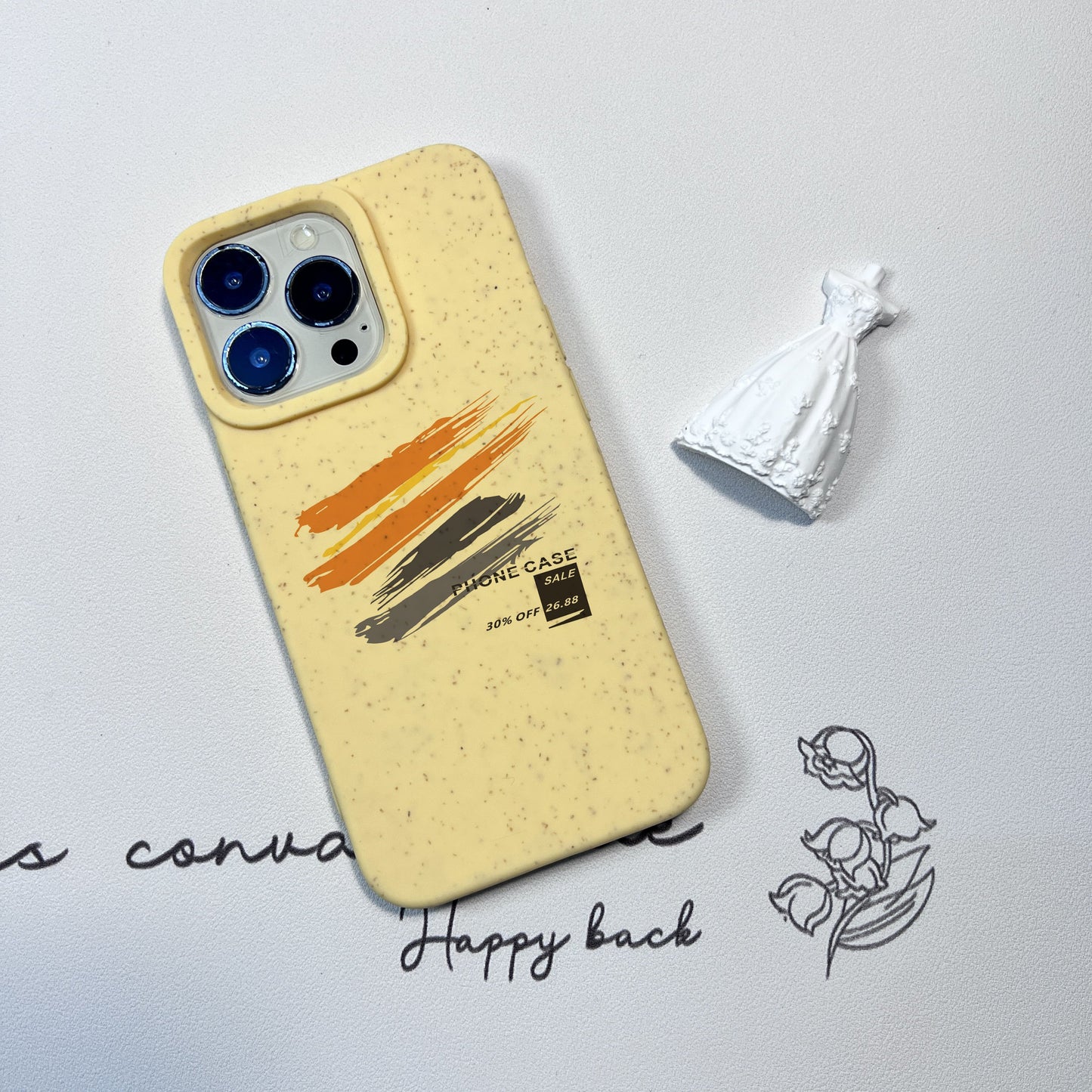 Suitable For IPhone Using Degradable Material Lens, High Shell Body And Thick Pattern Surface, Allowing Hanging Rope Phone Case