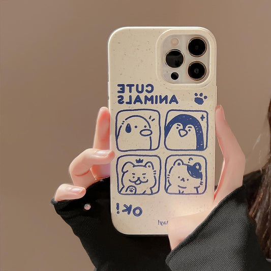 Cartoon Graffiti Small Animal Degradable Phone Case For IPhone