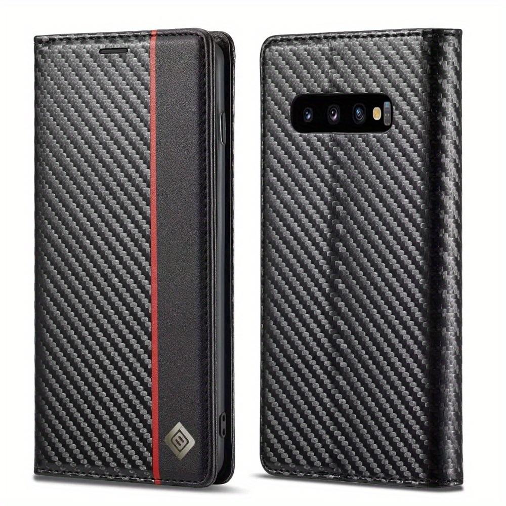 Premium Leather Wallet Case with Carbon Fiber Pattern for Samsung Galaxy S23 Ultra S22 S21 FE Ultra S20 FE S10 Plus A54 A53 A52 A52s A51
