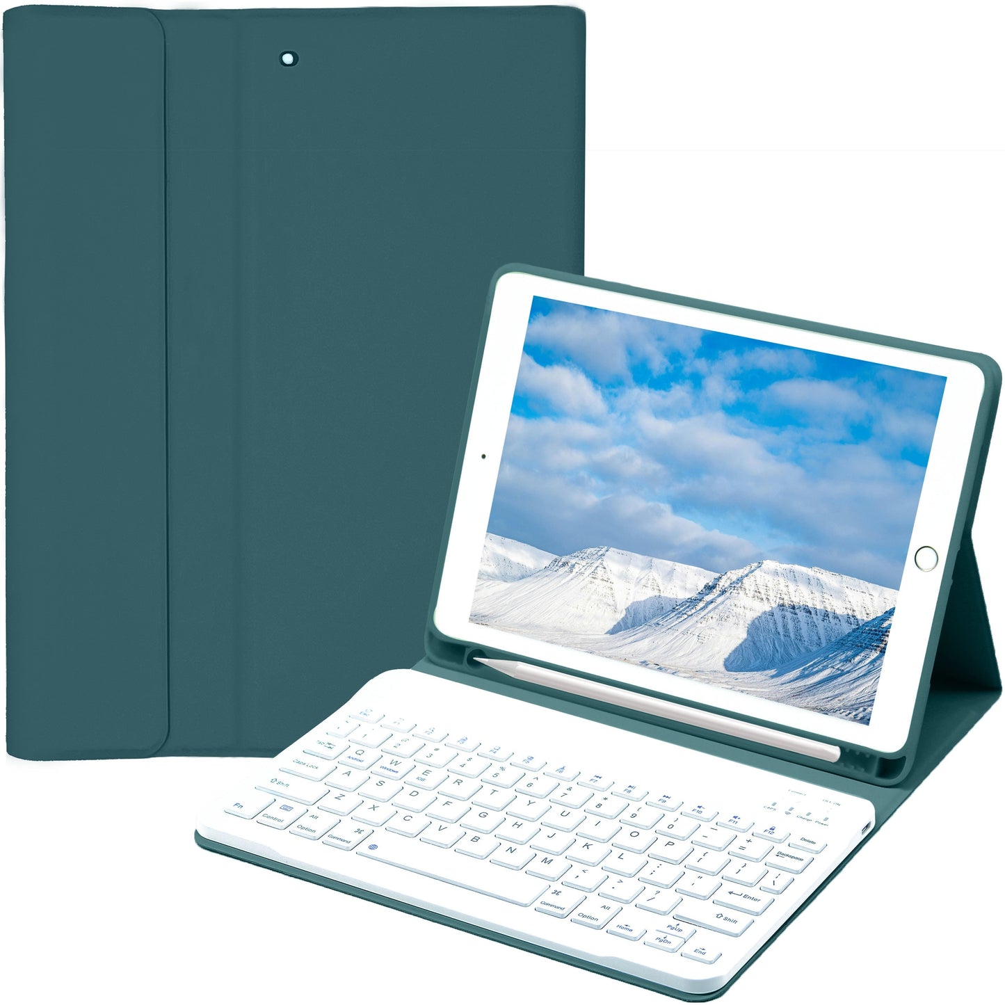 Keyboard Case for iPad Air 1/Air 2/Air 3/Air 4/Air 5, iPad 5th/6th/7th/8th/9th/10th Generation, iPad Pro 12.9 Inch 2020/2021/2022, iPad Pro 11 Inch 2018/2020/2021/2022 with Pen Holder - Soft TPU Back Cover with Magnetically Detachable Wireless BT Keyboard