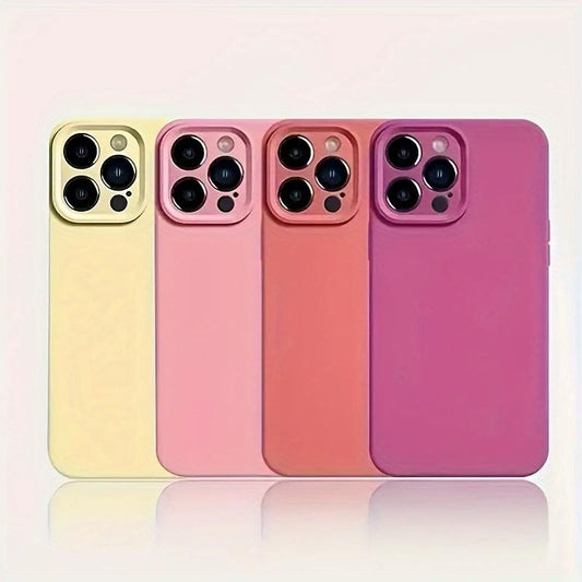 1pc Solid Color Liquid Silicone Mobile Phone Case Full Package Anti-drop Protective Case Protective Case Is Suitable For IPhone 15/15plus/15pro/15promax