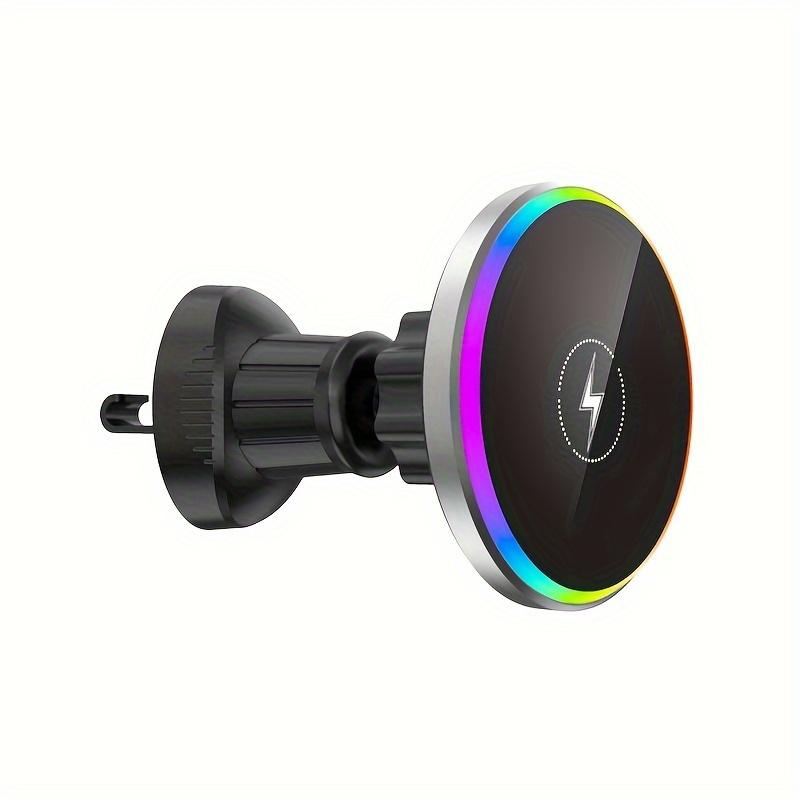Magnetic Car Phone Holder with 15W Fast Charging, Stable Suction, 360° Rotation, and Breathing Atmosphere Light Design