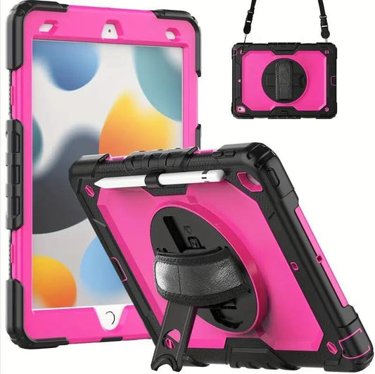 FS FANSONGiPad 9th/8th/7th Generation Case, FS FANSONG iPad 10.2 Case 2021/2020/2019 with Screen Protector Pencil Holder 360 Rotating Hand Strap Shoulder Strap, for 9th/8th/7th Gen iPad Case
