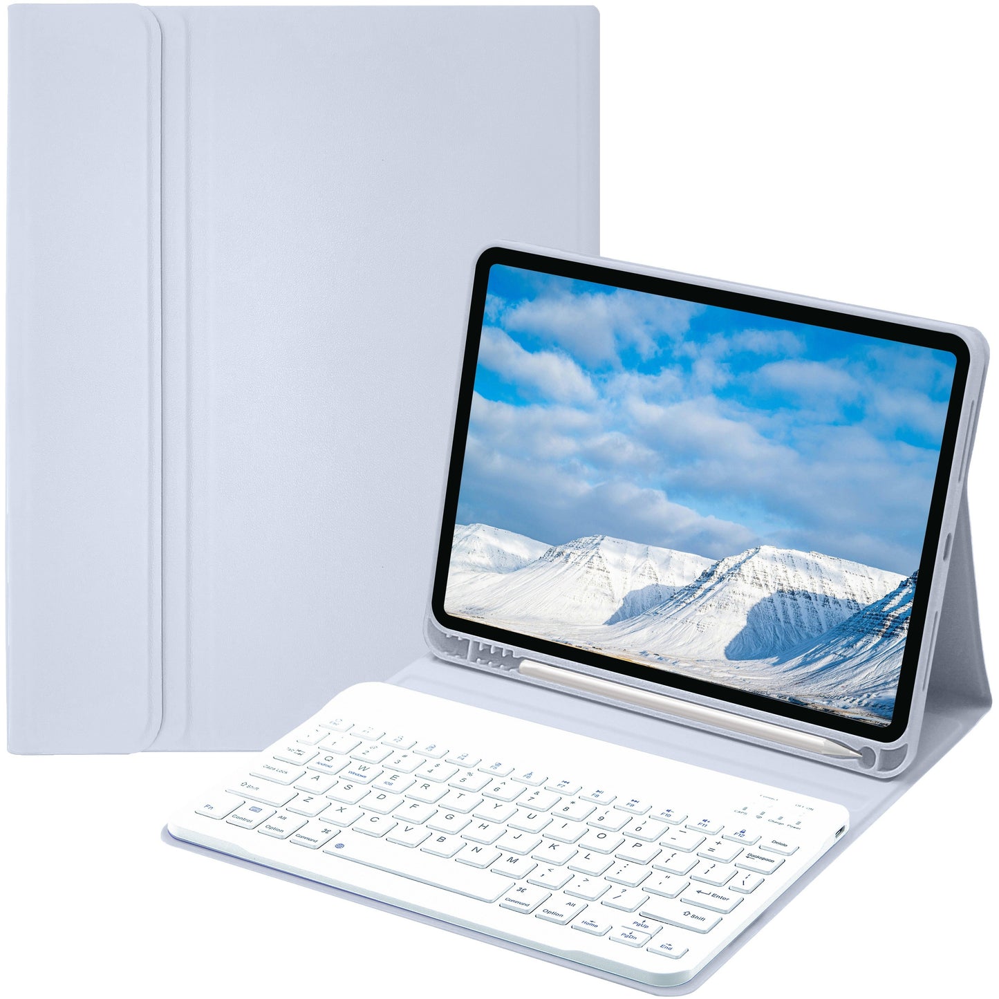 Keyboard Case for iPad Air 1/Air 2/Air 3/Air 4/Air 5, iPad 5th/6th/7th/8th/9th/10th Generation, iPad Pro 12.9 Inch 2020/2021/2022, iPad Pro 11 Inch 2018/2020/2021/2022 with Pen Holder - Soft TPU Back Cover with Magnetically Detachable Wireless BT Keyboard