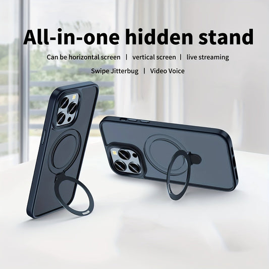 Shockproof Metal Bracket Cover For IPhone Series Wireless Charging Box Magnetic Ring Bracket 15 14 12 11 13 15 Pro Max 14 15 Plus