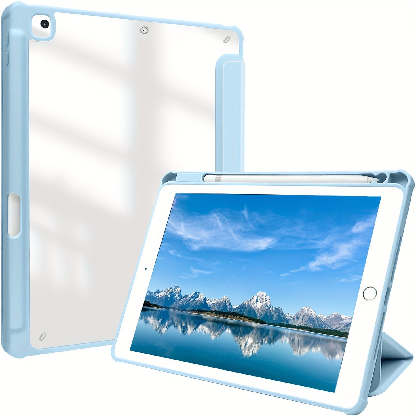 Premium Case For IPad Air 1/Air 2/Air 3/Air 4/Air 5, For IPad 5th/6th/7th/8th/9th/10th Generation, For IPad Pro 12.9 Inch 2020/2021/2022, For IPad Pro 11 Inch 2018/2020/2021/2022 With Pen Holder,  Shockproof Cover W/Clear Transparen