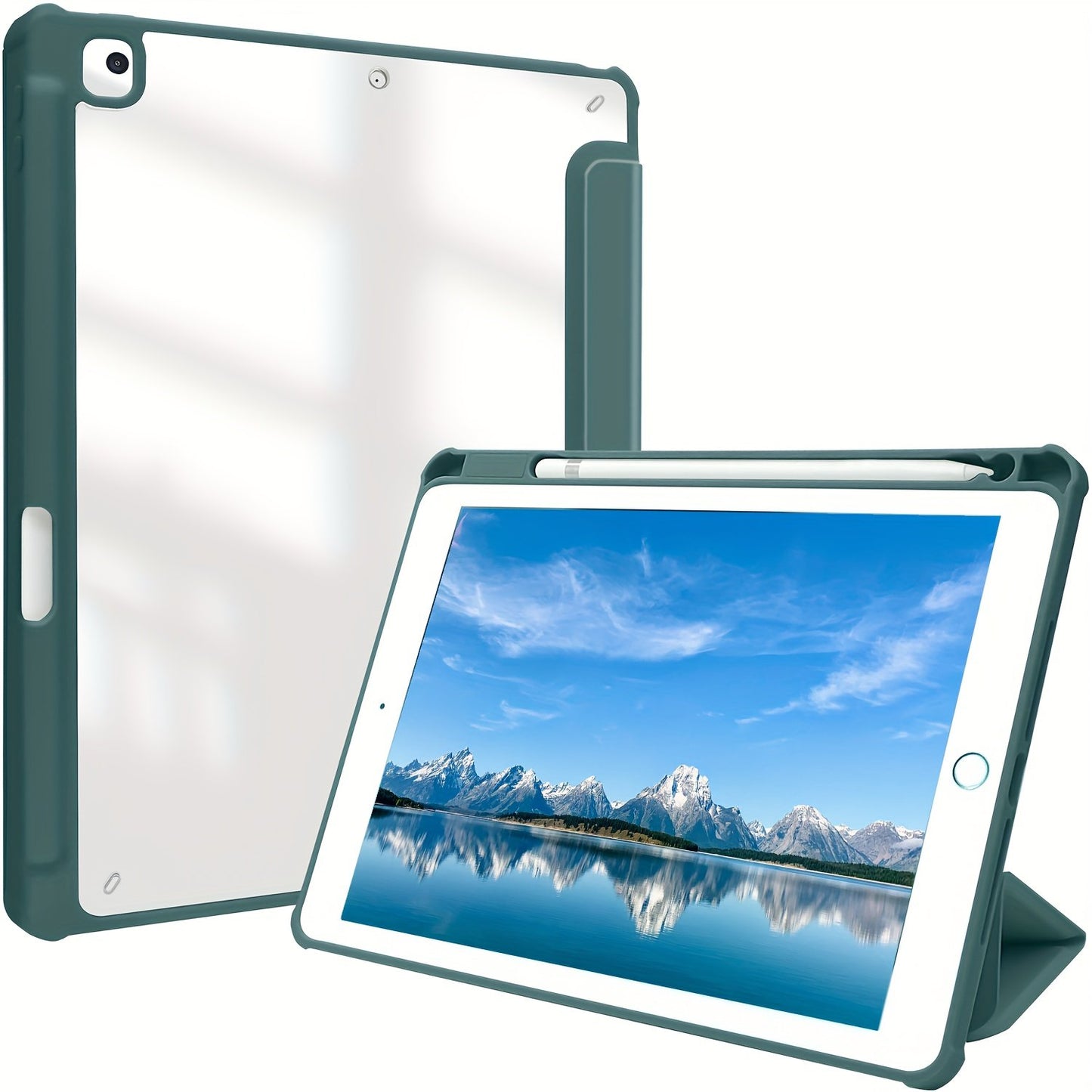 Premium Case For IPad Air 1/Air 2/Air 3/Air 4/Air 5, For IPad 5th/6th/7th/8th/9th/10th Generation, For IPad Pro 12.9 Inch 2020/2021/2022, For IPad Pro 11 Inch 2018/2020/2021/2022 With Pen Holder,  Shockproof Cover W/Clear Transparen