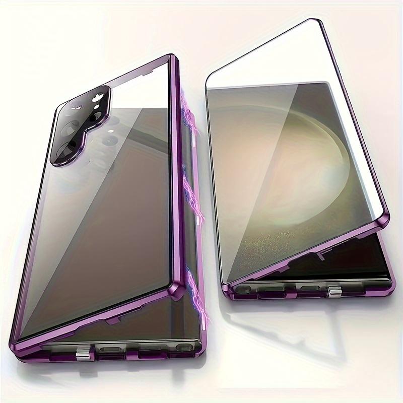 No Fingerprint Identification, Cannot Be Used Normally With Phone Film, Not Shockproof, Full-coverage Phone Case For Samsung Galaxy S23 S21 S22 Ultra, 360° Flip Metal Plated Phone Case With HD Tempered Glass Full Screen Protective Cover
