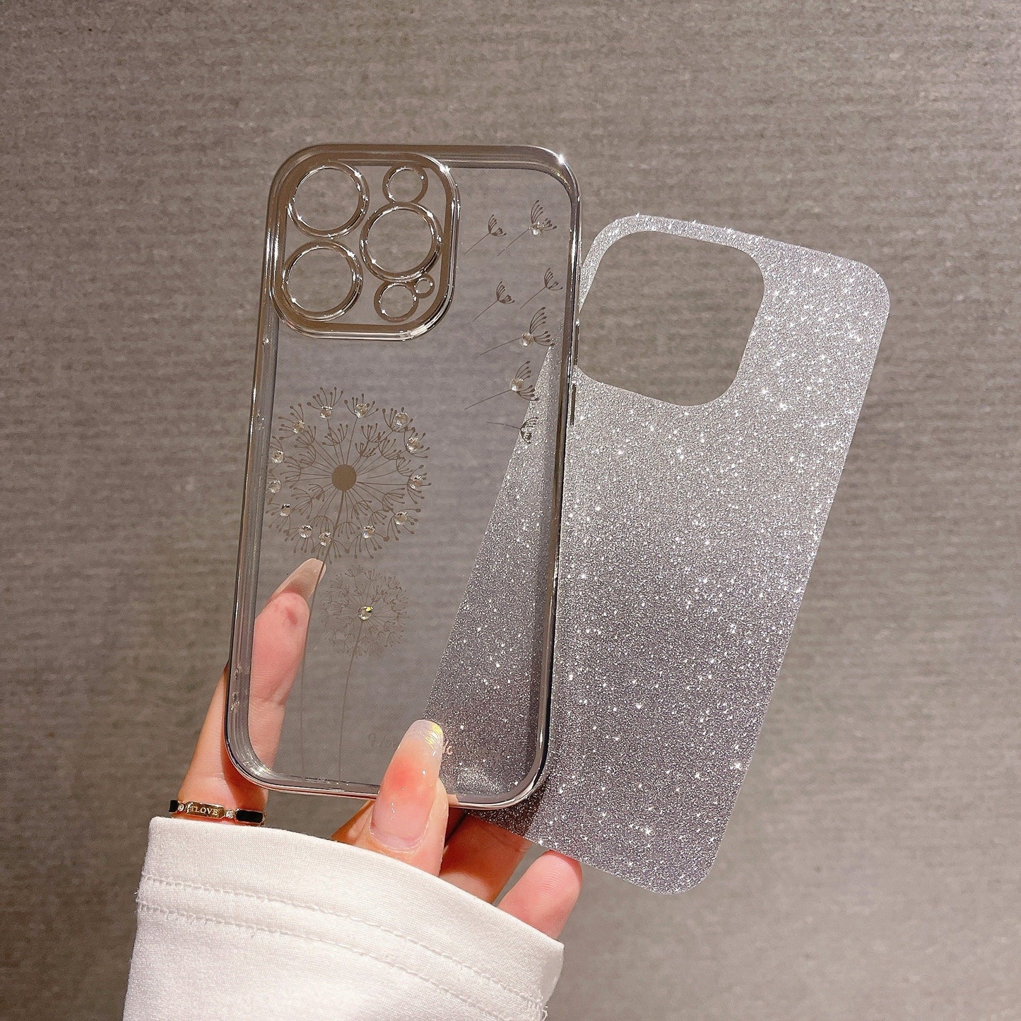 Starry Sky Gradient Dandelion Phone Case, Rhinestone Glitter Phone Case Suitable For IPhone 15 Pro Max/15 Pro/15 Plus/ 15/ 14 Pro Max/ 14Pro/14/ 13 Pro Max/ 13Pro/ 13/12ProMax/ 12Pro/12