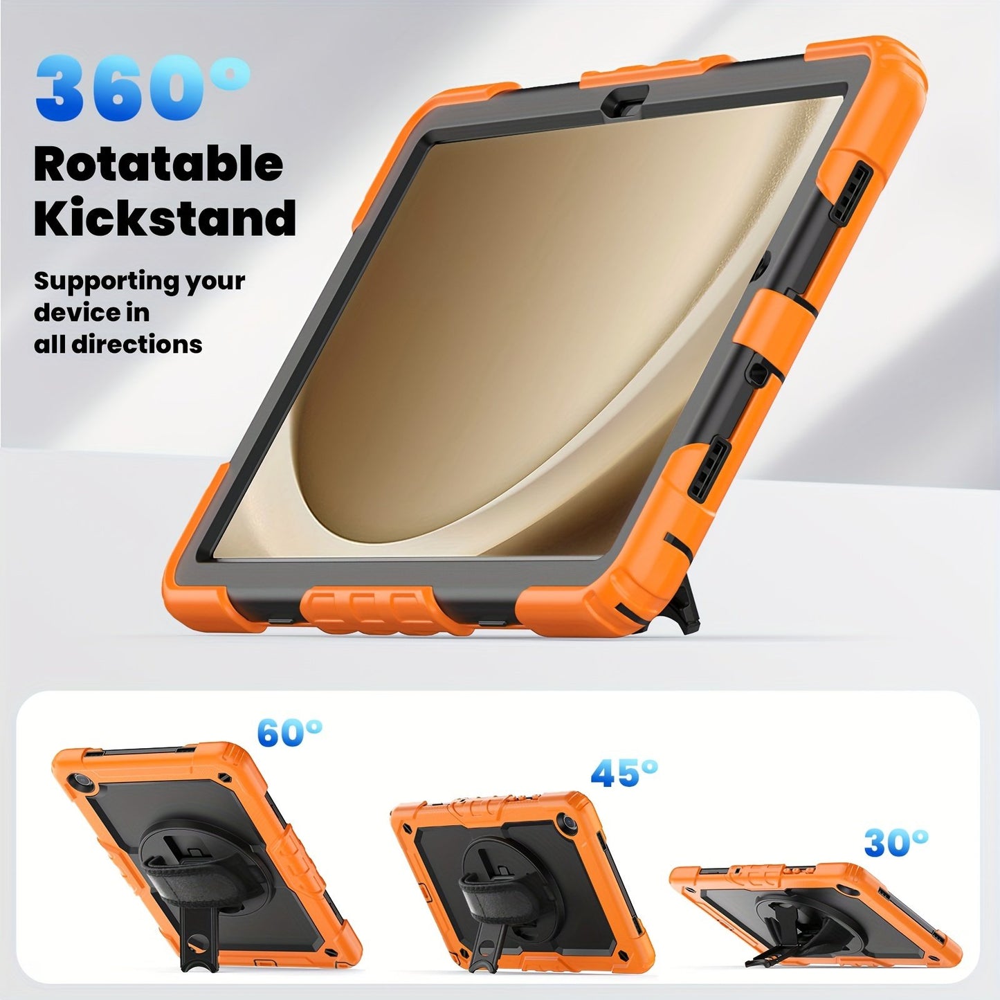 For Samsung Galaxy TAB A9/A9 Plus 2023 Military Grade Shockproof Protector Silicone Cover Case + Pencil Holder + Handle Shoulder Strap