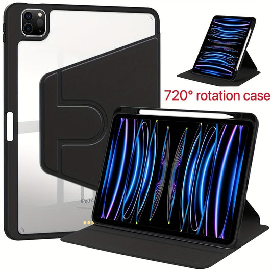 For New IPad Case 720° Rotation 2021 Apple 10.2-inch Tablet 2020ipad Case Pro11 With Pen Slot 2019 Transparent 12.9 Acrylic Air4/5 10 10th Generation Mini6 Computer 7/8/9 Generation Leather Case Mini45