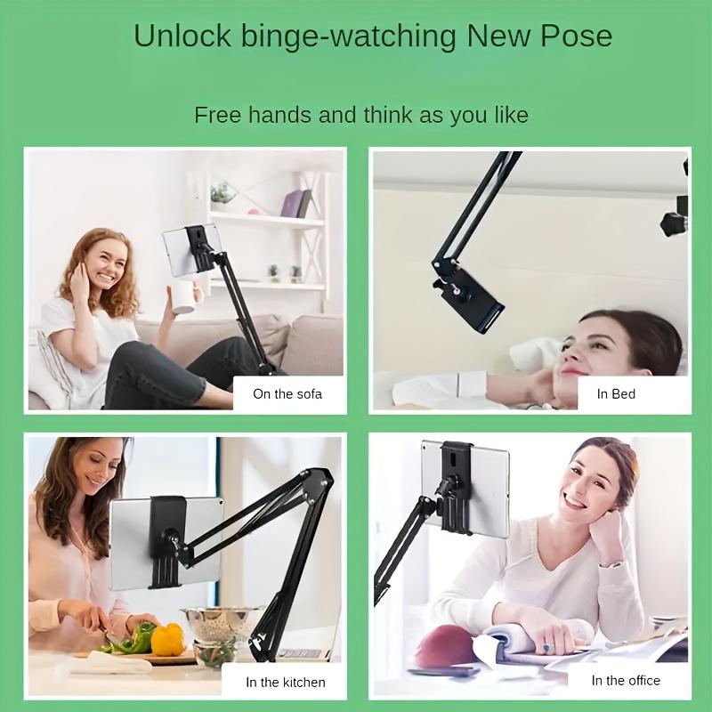 Flexible Tablet Arm Clamp - Adjustable Tablet Holder for Desk and Bed - Carbon Steel Stand with 360° Swivel Phone Clamp Mount - Foldable Phone Stand with Multiple Viewing Angles