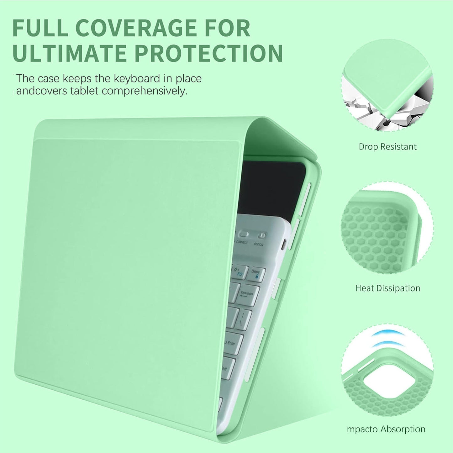 Keyboard Case for iPad Air 1/Air 2/Air 3/Air 4/Air 5, iPad 5th/6th/7th/8th/9th/10th Generation, iPad Pro 12.9 Inch 2020/2021/2022, iPad Pro 11 Inch 2018/2020/2021/2022 with Pen Holder - Soft TPU Back Cover with Magnetically Detachable Wireless BT Keyboard