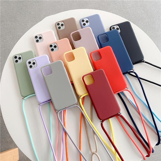 Crossbody Necklace Strap Lanyard Cord Silicone Phone Case For IPhone 14, 13, 12 Pro Max, 11 Pro Max, Plus Cover