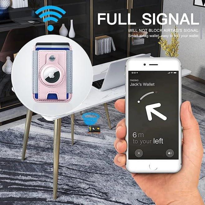 Phone Magsafe Wallet With Airtag Anti Loss Card Solt,Magnetic PU Leather Card Holder Stick on Phone or Phone Case for your iPhone 15/14/13/12/Pro/Plus/Pro Max Series