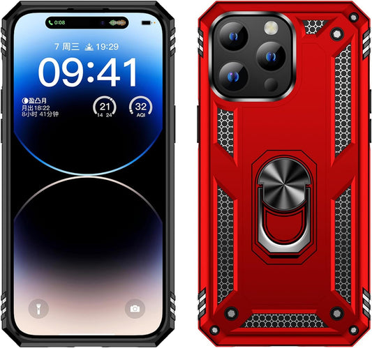 FAN SONG Case for iPhone 15 Pro Max Case with Stand, Military Grade Drop Protection Cover TPU and PC Protective Phone Case 360°Magnetic Ring Kickstand Stand for iPhone 15 Pro Max 2023 6.1", Black