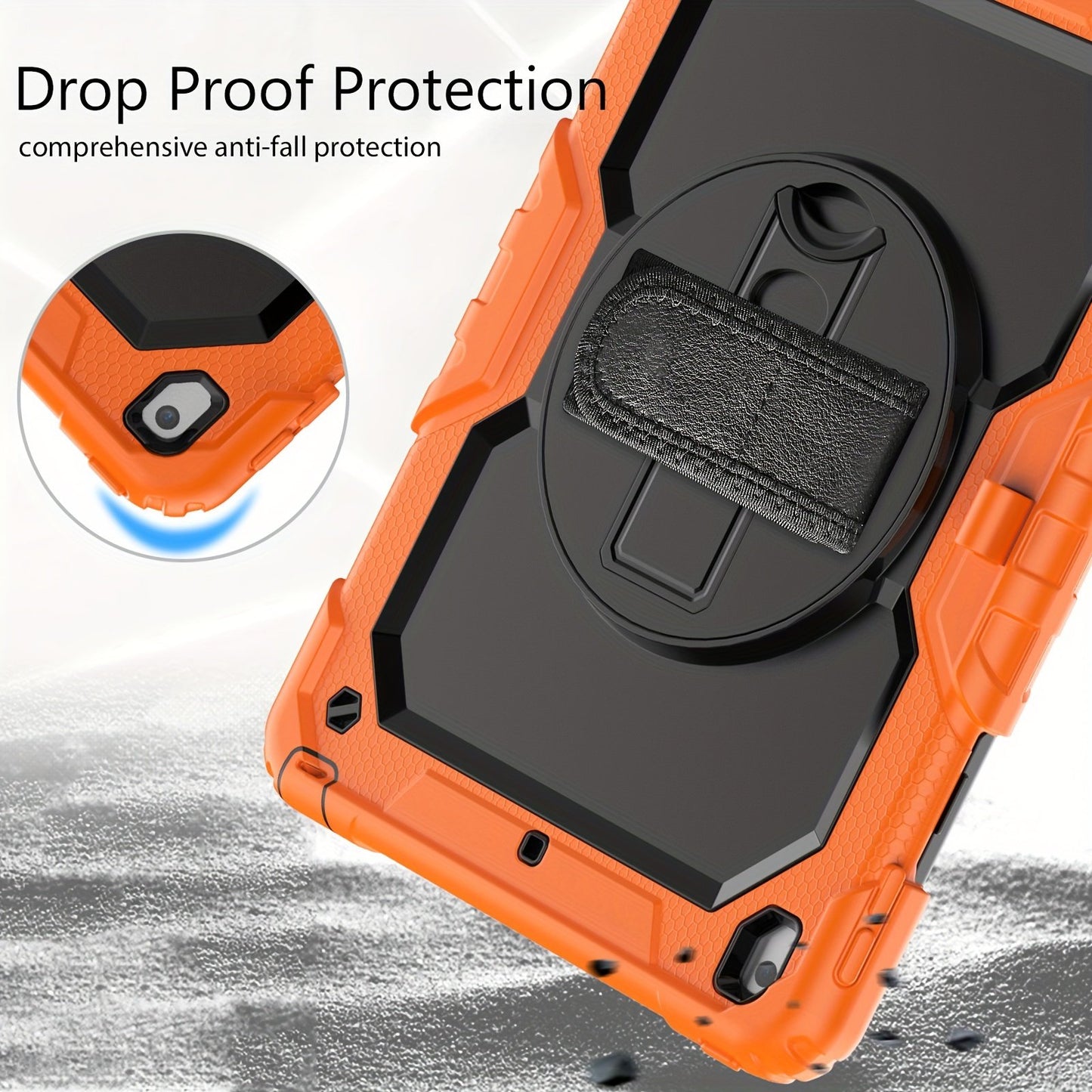 Heavy Duty Shockproof Protective Case for iPad 5th-10th Gen, Mini 6, Pro 11 - Orange, with Screen Protector, Stand, Strap, Pen Holder