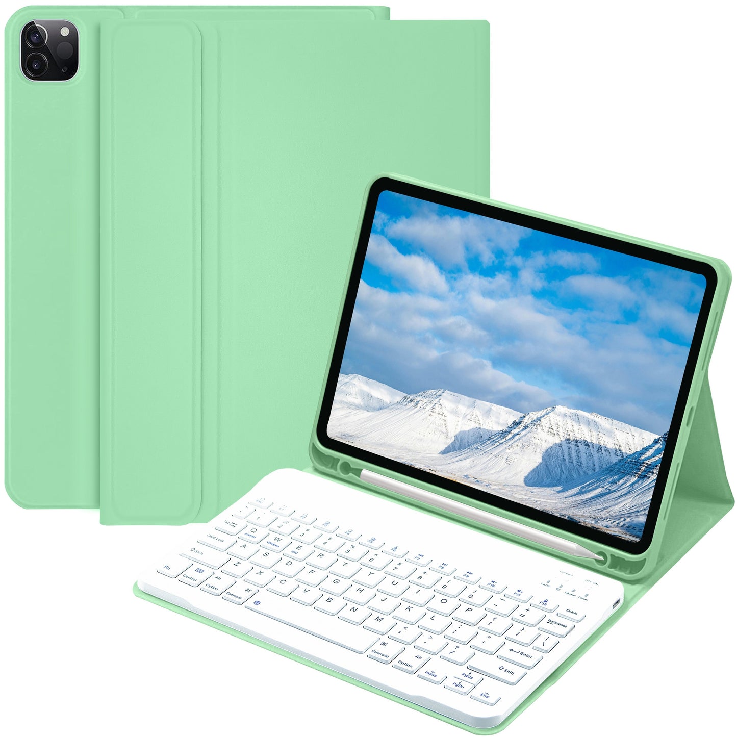 Keyboard Case for iPad Air 1/Air 2/Air 3/Air 4/Air 5, iPad 5th/6th/7th/8th/9th/10th Generation, iPad Pro 12.9 Inch 2020/2021/2022, iPad Pro 11 Inch 2018/2020/2021/2022 with Pen Holder - Soft TPU Back Cover with Magnetically Detachable Wireless BT Keyboard