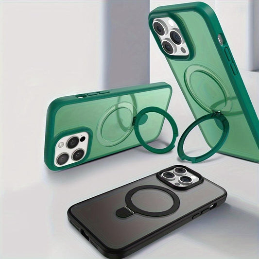 Shockproof Metal Bracket Cover For IPhone Series Wireless Charging Box Magnetic Ring Bracket 15 14 12 11 13 15 Pro Max 14 15 Plus