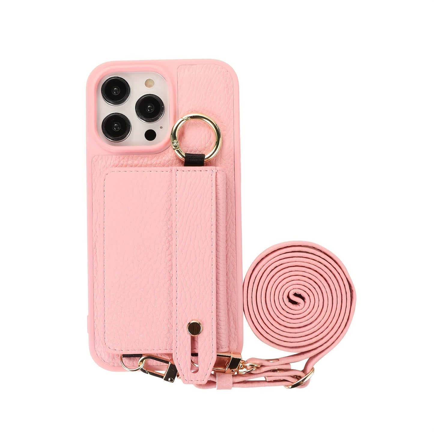 Luxusy Leather Phone Case For iPhone 15 Plus 14 13 12 11 Pro Max With Wrist Ring Long Lanyard Crossbody Bag Shockproof Cover