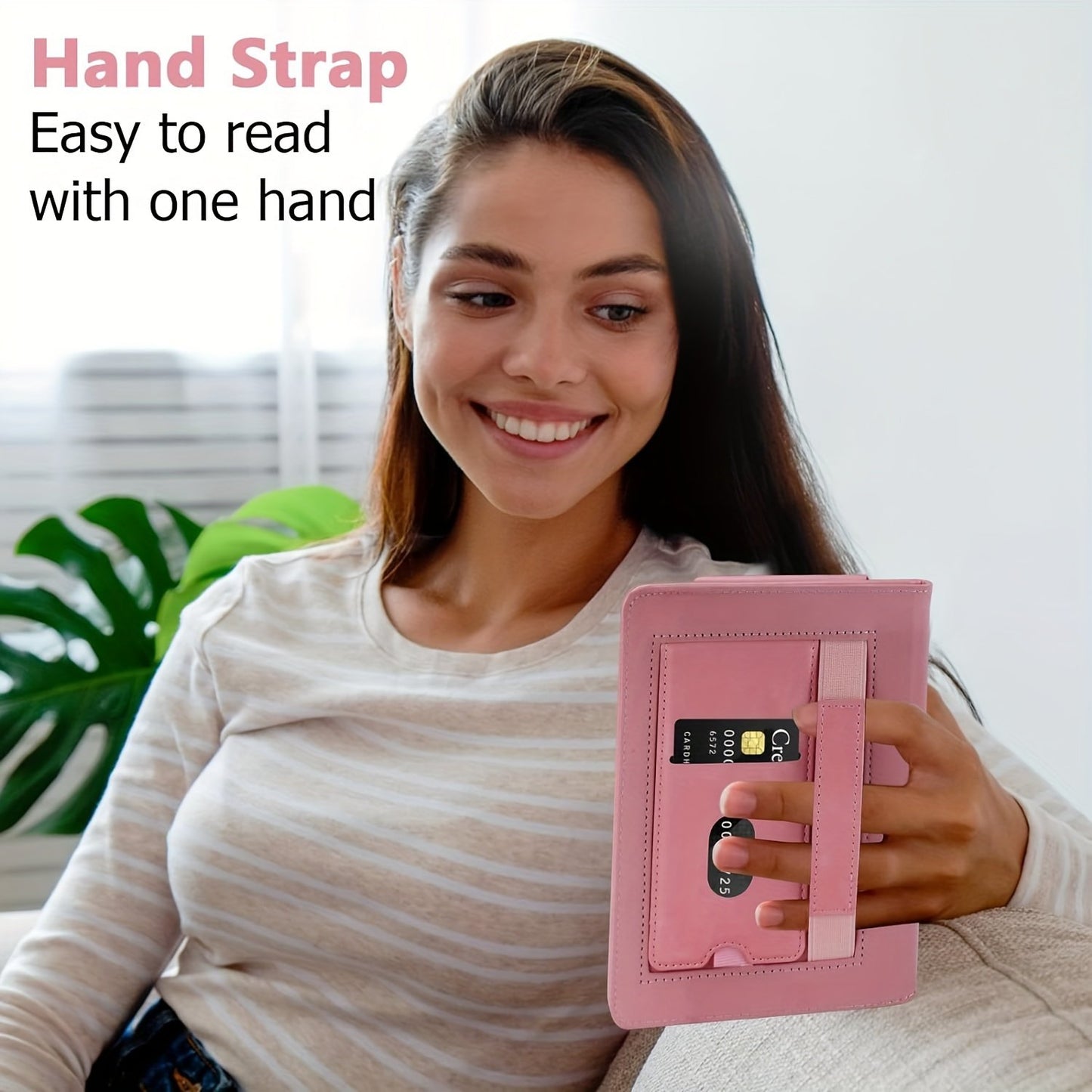 Case for 6.8" Kindle Paperwhite (11th Generation - 2021) and Signature Edition, Premium PU Leather 6.8" Kindle Paperwhite Case with Auto Wake/Sleep, Hand Strap, Card Slot and Foldable Stand, Pink