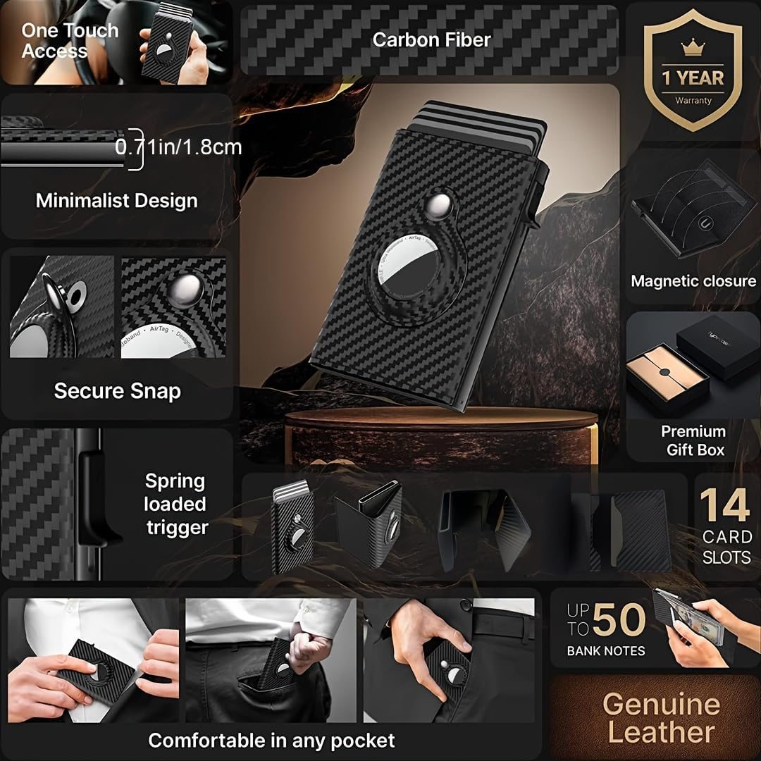 Phone Magsafe Wallet With Airtag Anti Loss Card Solt,Magnetic PU Leather Card Holder Stick on Phone or Phone Case for your iPhone 15/14/13/12/Pro/Plus/Pro Max Series