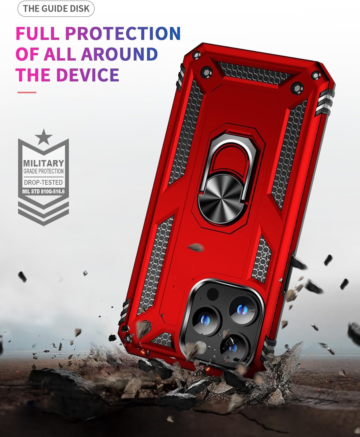 FAN SONG Case for iPhone 15 Pro Max Case with Stand, Military Grade Drop Protection Cover TPU and PC Protective Phone Case 360°Magnetic Ring Kickstand Stand for iPhone 15 Pro Max 2023 6.1", Black