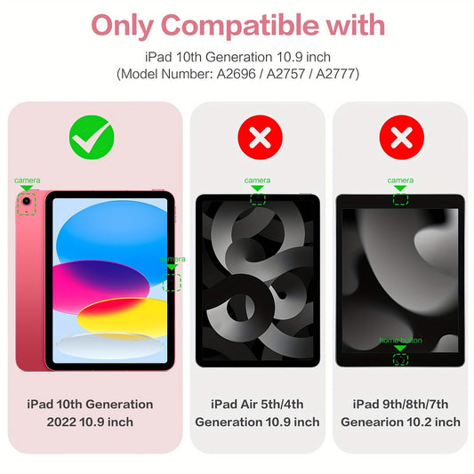 Crystal Clear Case for iPad 10th Gen 2022 - Auto Wake/Sleep & Pencil Holder!