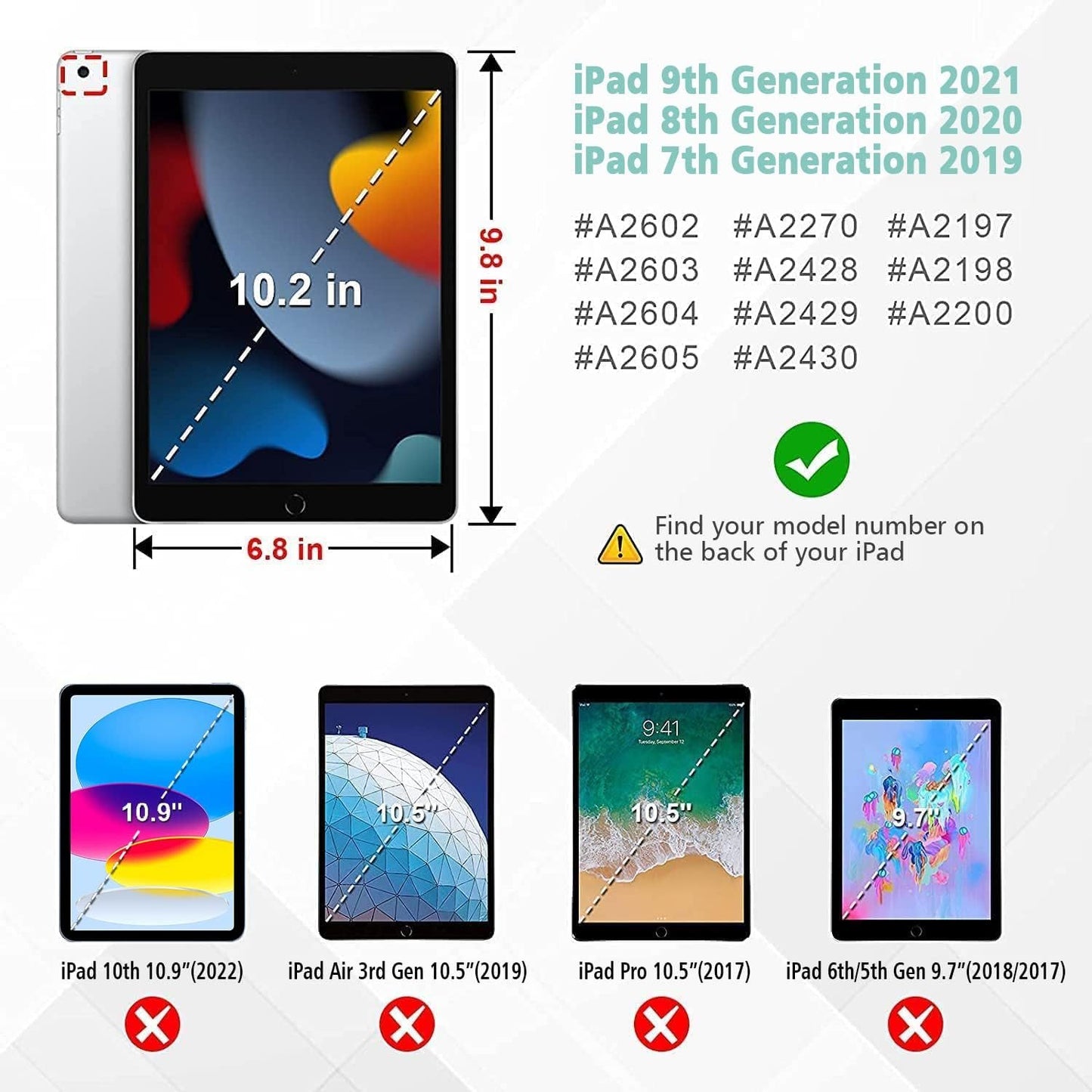 FAN SONG iPad 9th/8th/7th Generation Case 10.2 Inch Cover with Pencil Holder Leather Flip Stand Sleep Wake Slim Fit Smart case for iPad 7th/8th/9th Generation (2021/2020/2019)