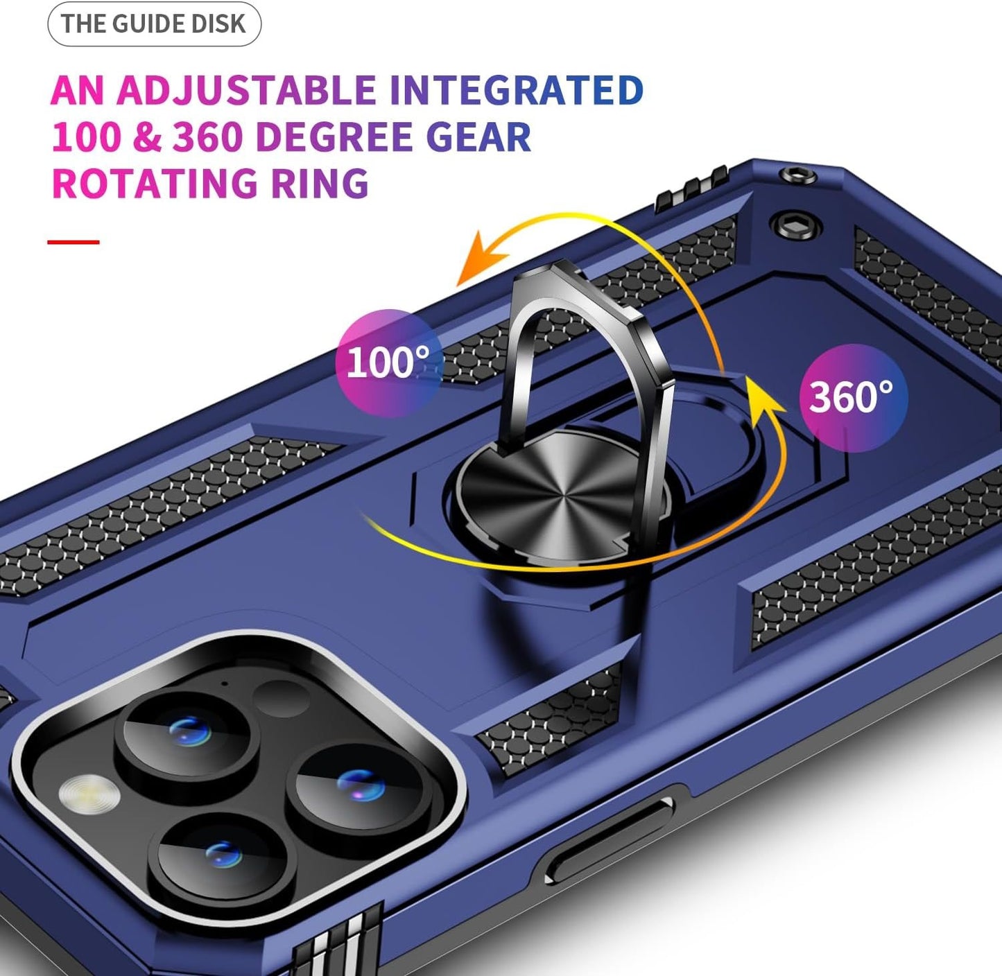 FAN SONG Case for iPhone 15 Pro Max Case with Stand, Military Grade Drop Protection Cover TPU and PC Protective Phone Case 360°Magnetic Ring Kickstand Stand for iPhone 15 Pro Max 2023 6.1", Black