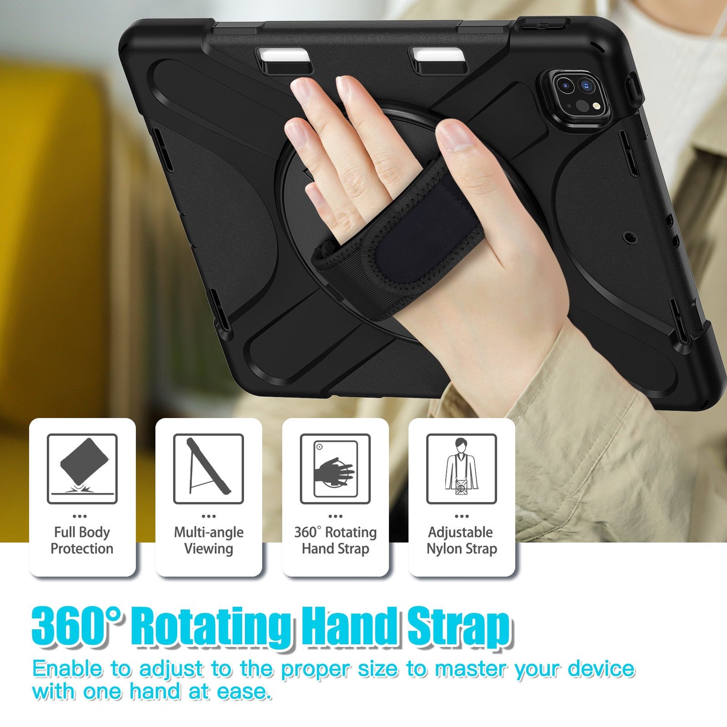 360 Degree Rotation Protective Case For IPad Pro 13 inch 2024 Released Tablet Case Shoulder Strap Exclusive
