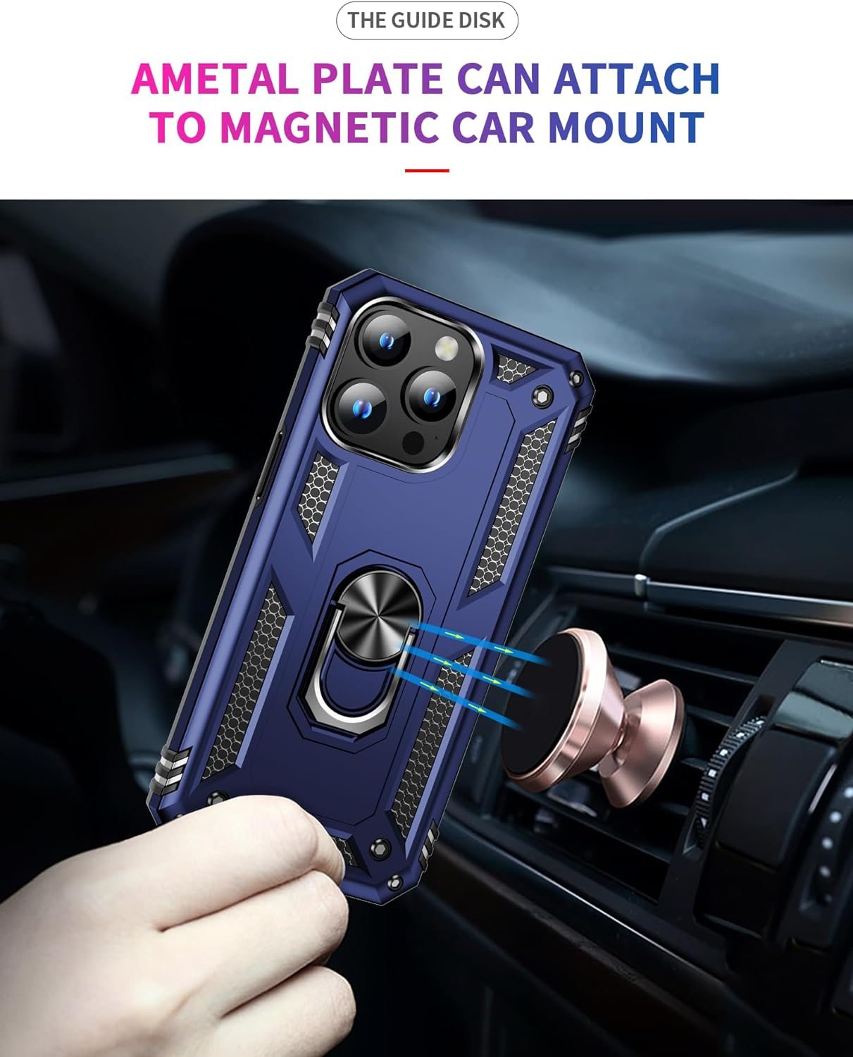 FAN SONG Case for iPhone 15 Pro Max Case with Stand, Military Grade Drop Protection Cover TPU and PC Protective Phone Case 360°Magnetic Ring Kickstand Stand for iPhone 15 Pro Max 2023 6.1", Black