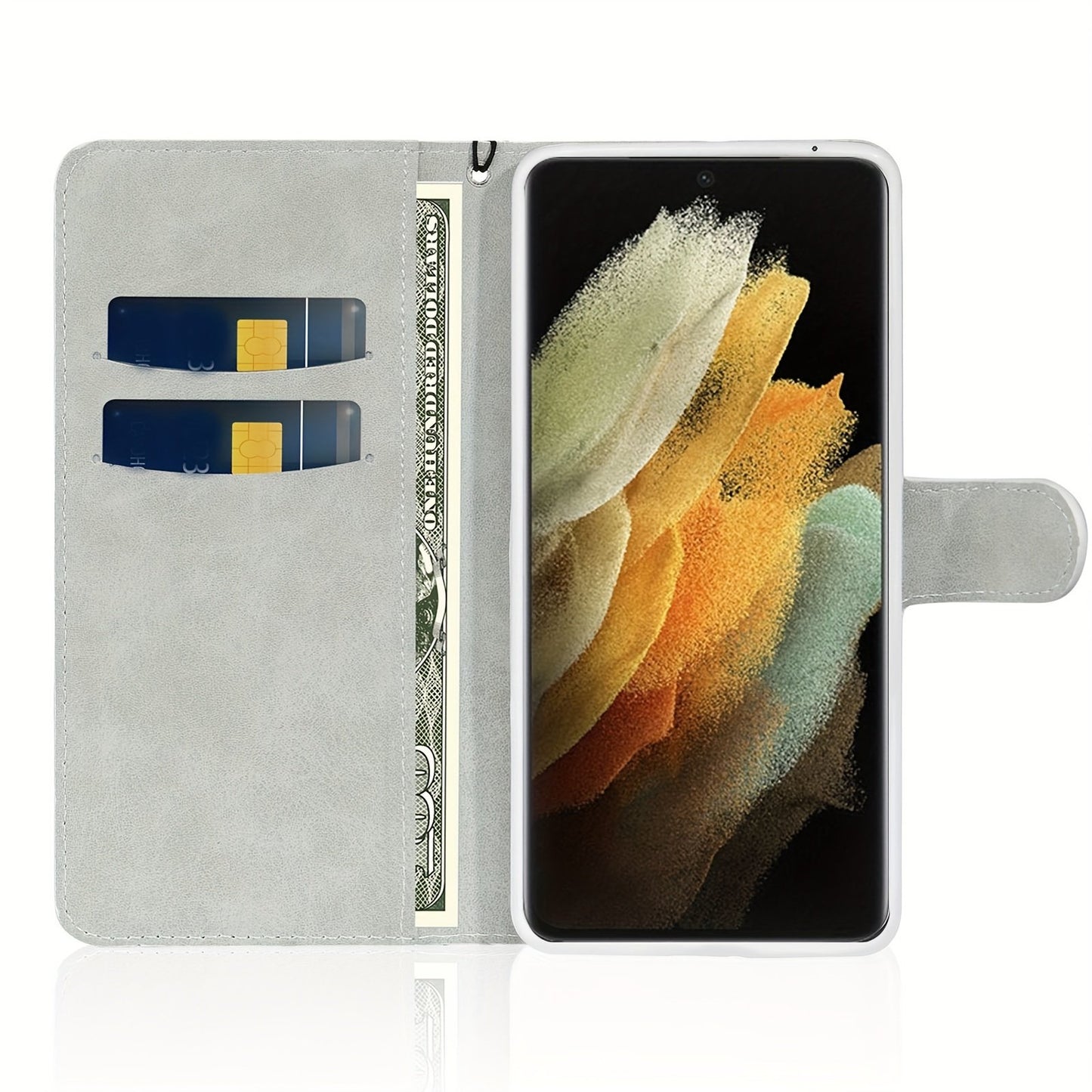 Sequin Glitter Artificial Leather Card Bag Wallet Phone Case For Samsung Galaxy