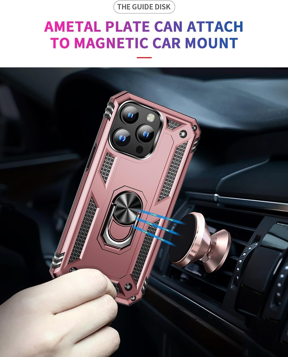 FAN SONG Case for iPhone 15 Pro Max Case with Stand, Military Grade Drop Protection Cover TPU and PC Protective Phone Case 360°Magnetic Ring Kickstand Stand for iPhone 15 Pro Max 2023 6.1", Black