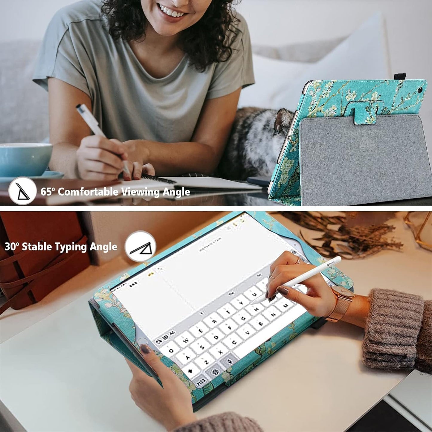 FAN SONG iPad 9th/8th/7th Generation Case 10.2 Inch Cover with Pencil Holder Leather Flip Stand Sleep Wake Slim Fit Smart case for iPad 7th/8th/9th Generation (2021/2020/2019)