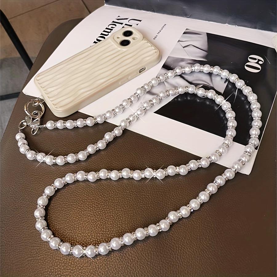 Mobile Phone Lanyard Extended Slung Women's Phone Lanyard Inlaid With Rhinestones, Pearls, Beaded Chain, Bag Strap Chain, Metal Hook, Detachable Mobile Phone Case Anti-loss Lanyard, Universal Mobile Phone Case Lanyard