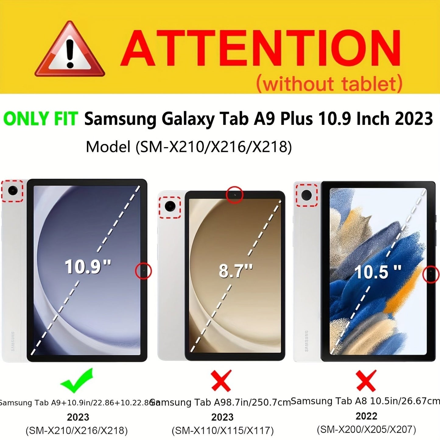 Case For Samsung Galaxy Tab A9+/A9 Plus 11 Inch 2023 Model (SM-X210/X216/X218), Premium Pu Leather Folio Cover With S Pen Holder & Hand Strap With Auto Wake/Sleep, (Note: Only Fits This Model Of Case, Tablet And Pen Not Included)