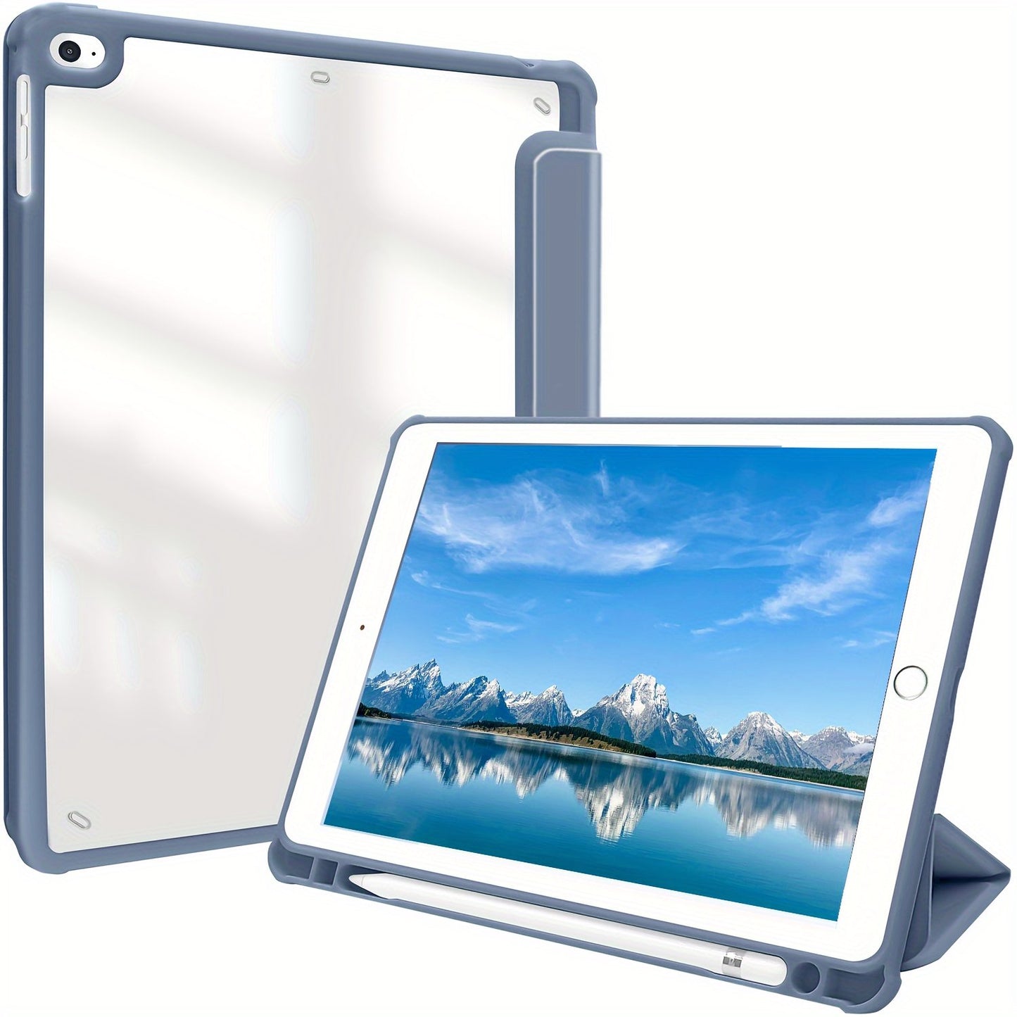 Premium Case For IPad Air 1/Air 2/Air 3/Air 4/Air 5, For IPad 5th/6th/7th/8th/9th/10th Generation, For IPad Pro 12.9 Inch 2020/2021/2022, For IPad Pro 11 Inch 2018/2020/2021/2022 With Pen Holder,  Shockproof Cover W/Clear Transparen
