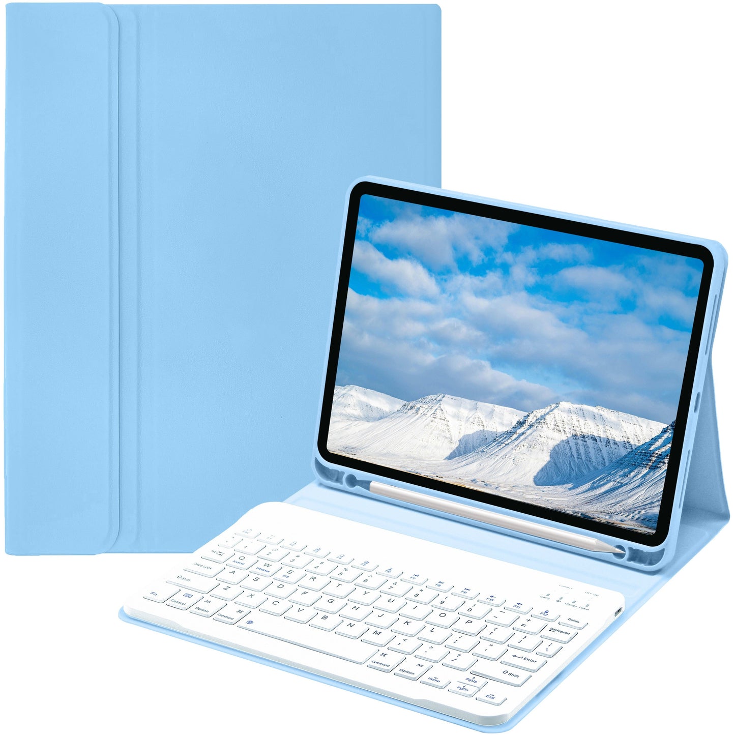 Keyboard Case for iPad Air 1/Air 2/Air 3/Air 4/Air 5, iPad 5th/6th/7th/8th/9th/10th Generation, iPad Pro 12.9 Inch 2020/2021/2022, iPad Pro 11 Inch 2018/2020/2021/2022 with Pen Holder - Soft TPU Back Cover with Magnetically Detachable Wireless BT Keyboard