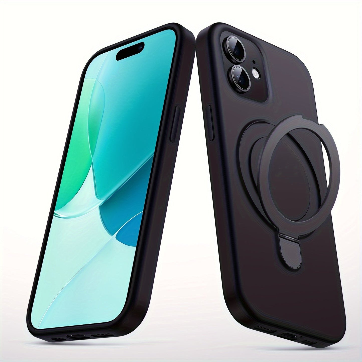 Silicone Magnetic with Holder Phone Case for iPhone 12/12 Pro/12Pro Max/ iPhone 13/13 Pro/13Pro Max iPhone 14/14 Pro/14 Plus/14Pro Max iPhone 15/15 Pro/15 Plus/15Pro Max With Candy Colors, Classic Style,Full Coverage Lens for Men and Women