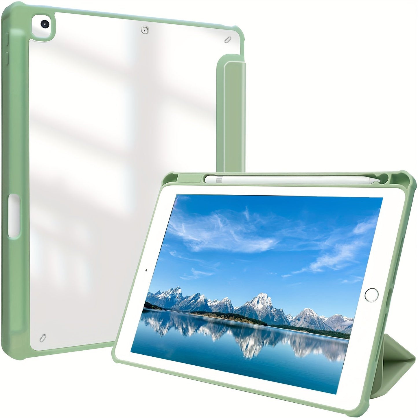 Premium Case For IPad Air 1/Air 2/Air 3/Air 4/Air 5, For IPad 5th/6th/7th/8th/9th/10th Generation, For IPad Pro 12.9 Inch 2020/2021/2022, For IPad Pro 11 Inch 2018/2020/2021/2022 With Pen Holder,  Shockproof Cover W/Clear Transparen