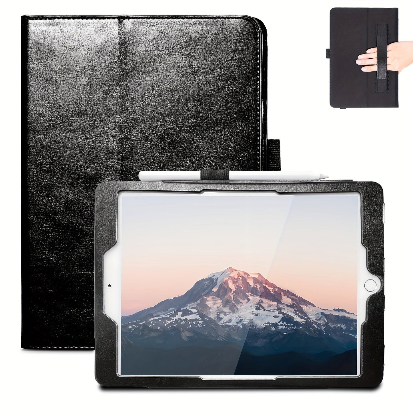 Case For IPad 9th/8th/7th Generation (Type 2021/2020/2019, 10.2 Inch)/iPad Air 3/ipad Pro 10.5 Inch (Type 2019/2017, 10.5 Inch), With S Pencil Holder, Multi-Angle High Quality Pu Leather Back Cover With Wrist Strap Auto Wake/Sleep