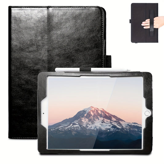 Case For IPad 9th/8th/7th Generation (Type 2021/2020/2019, 10.2 Inch)/iPad Air 3/ipad Pro 10.5 Inch (Type 2019/2017, 10.5 Inch), With S Pencil Holder, Multi-Angle High Quality Pu Leather Back Cover With Wrist Strap Auto Wake/Sleep