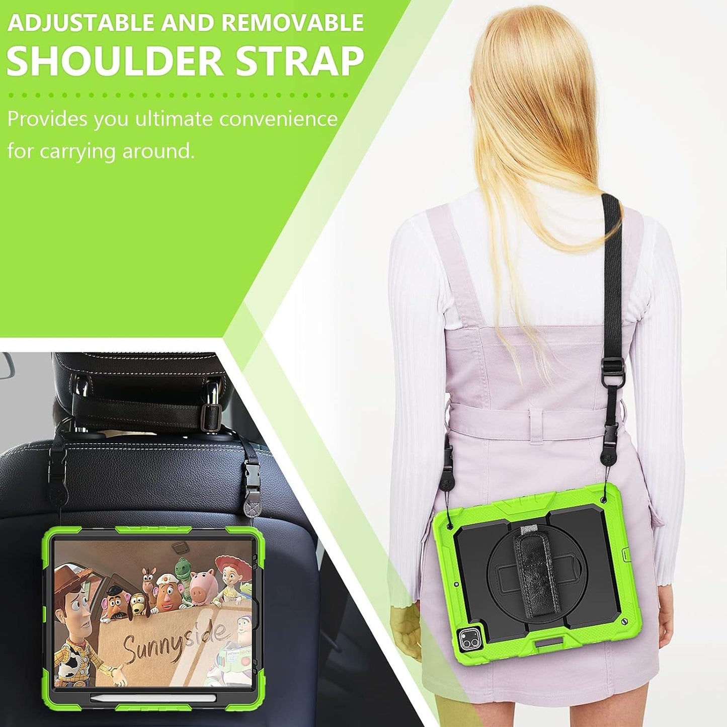 FANSONG Case for iPro 12.9 inch 2022 2021 2020 2018, Cover for iPad Pro 6th 5th 4th 3rd Gen Shockproof with Screen Protector Pencil Holder 360° Stand Handle Shoulder Strap Heavy for iPad Pro 12.9 inch