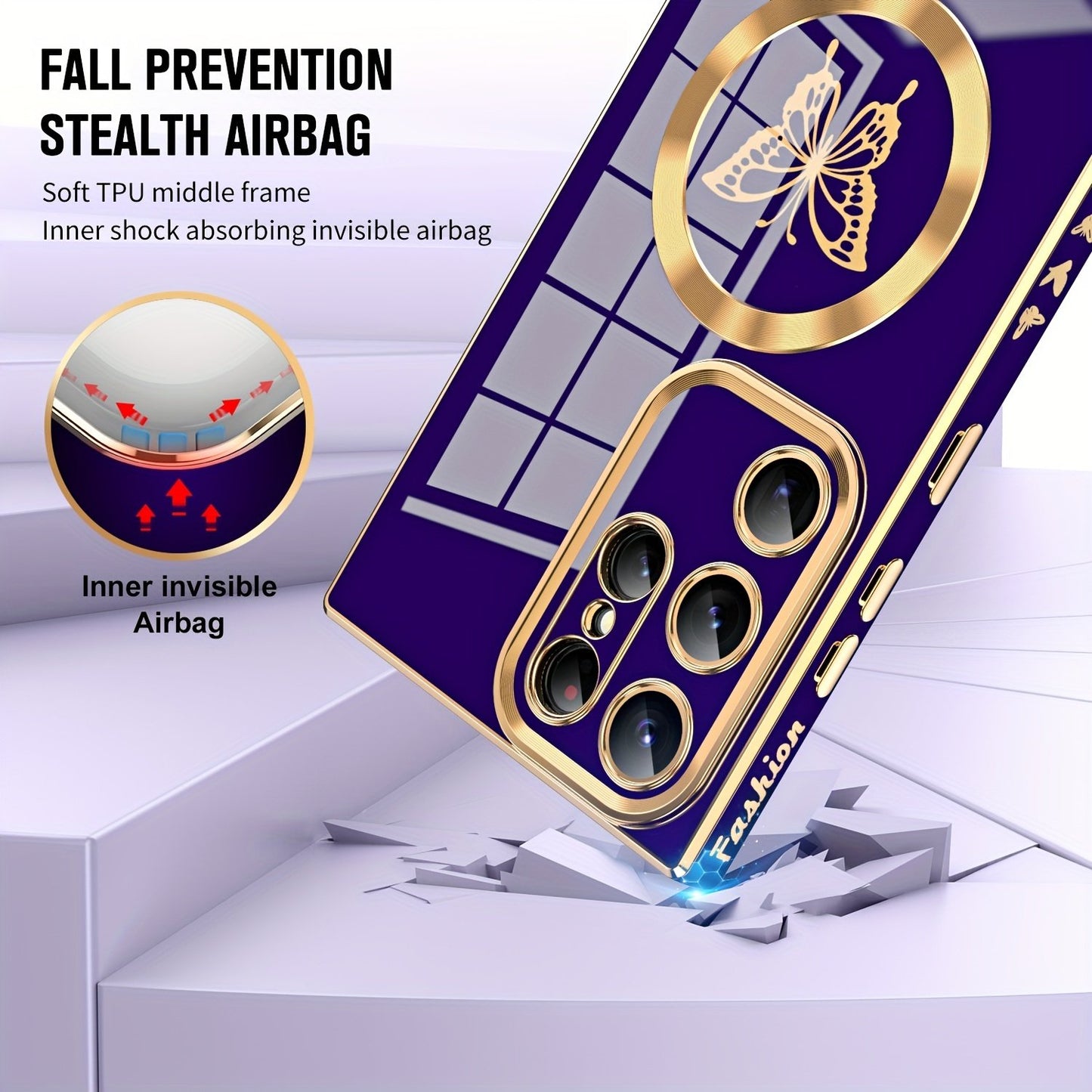 Electroplated Butterfly Phone Case Suitable For Samsung S23S23Ultra S23Plus S22 S22Plus S21 S21Plus