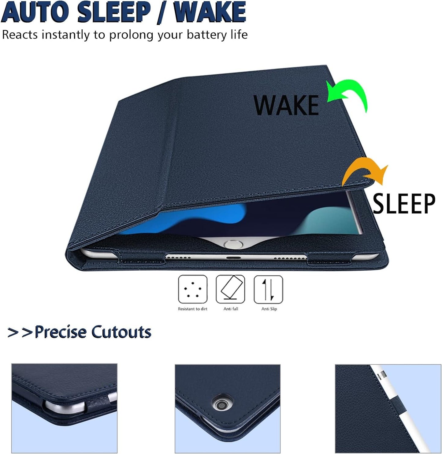 FAN SONG iPad 9th/8th/7th Generation Case 10.2 Inch Cover with Pencil Holder Leather Flip Stand Sleep Wake Slim Fit Smart case for iPad 7th/8th/9th Generation (2021/2020/2019)