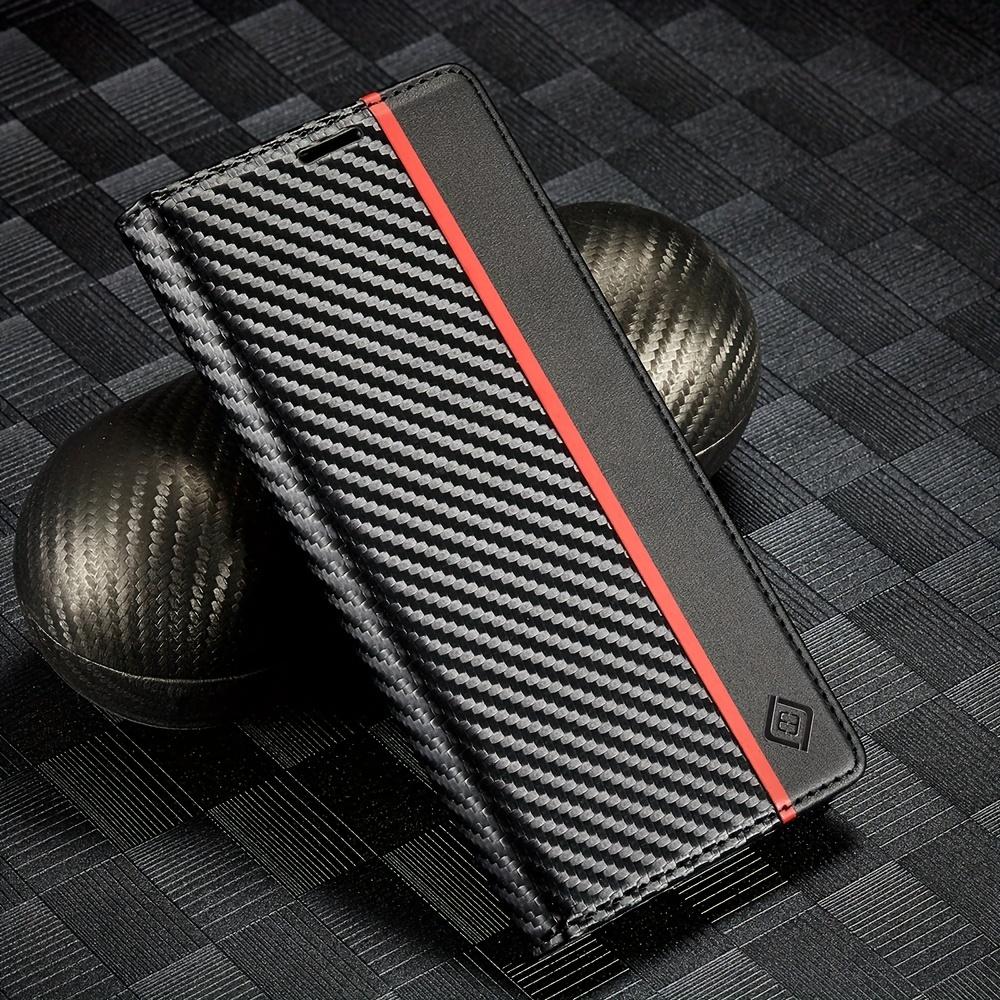 Premium Leather Wallet Case with Carbon Fiber Pattern for Samsung Galaxy S23 Ultra S22 S21 FE Ultra S20 FE S10 Plus A54 A53 A52 A52s A51