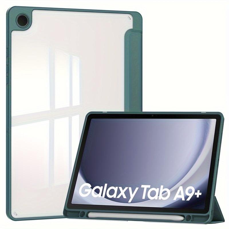 Acrylic Triple Fold Transparent Protective Cover with Pen Slot for Samsung A9 Plus