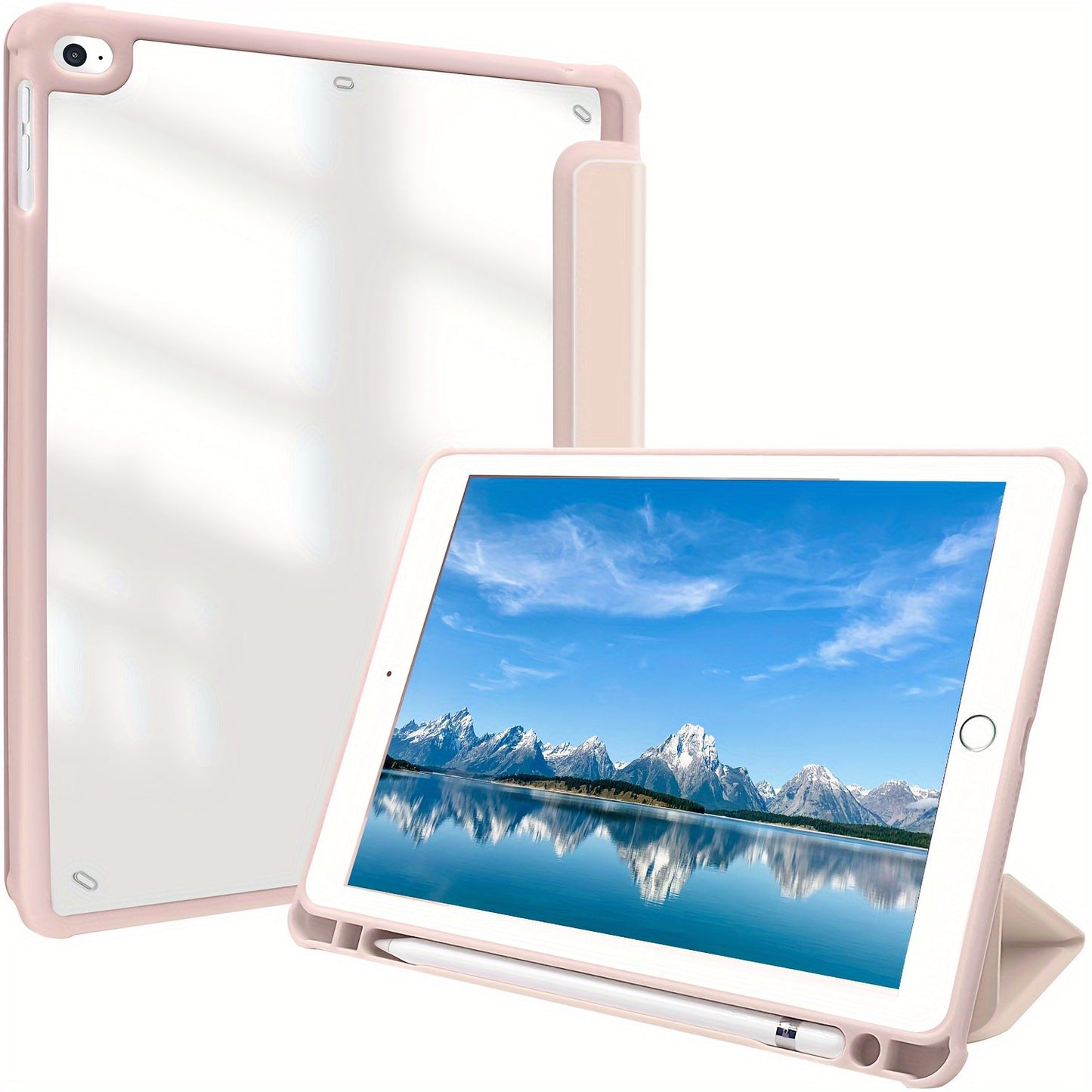 Premium Case For IPad Air 1/Air 2/Air 3/Air 4/Air 5, For IPad 5th/6th/7th/8th/9th/10th Generation, For IPad Pro 12.9 Inch 2020/2021/2022, For IPad Pro 11 Inch 2018/2020/2021/2022 With Pen Holder,  Shockproof Cover W/Clear Transparen