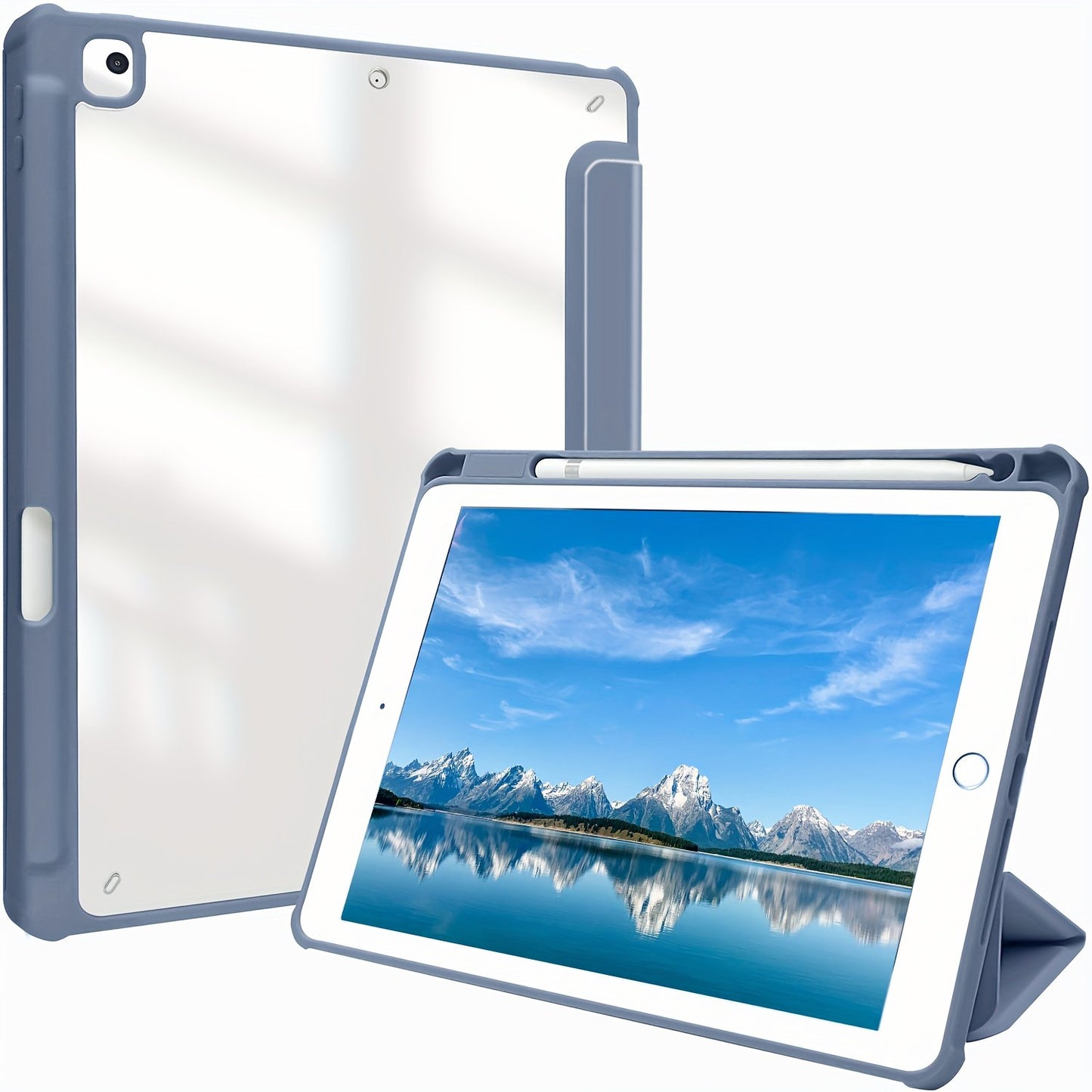 Premium Case For IPad Air 1/Air 2/Air 3/Air 4/Air 5, For IPad 5th/6th/7th/8th/9th/10th Generation, For IPad Pro 12.9 Inch 2020/2021/2022, For IPad Pro 11 Inch 2018/2020/2021/2022 With Pen Holder,  Shockproof Cover W/Clear Transparen